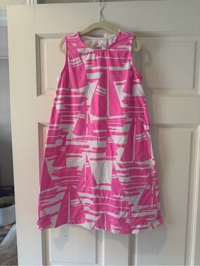 MAHI GOLD Pink and White Sailboat Print Sleeveless Girls Dress